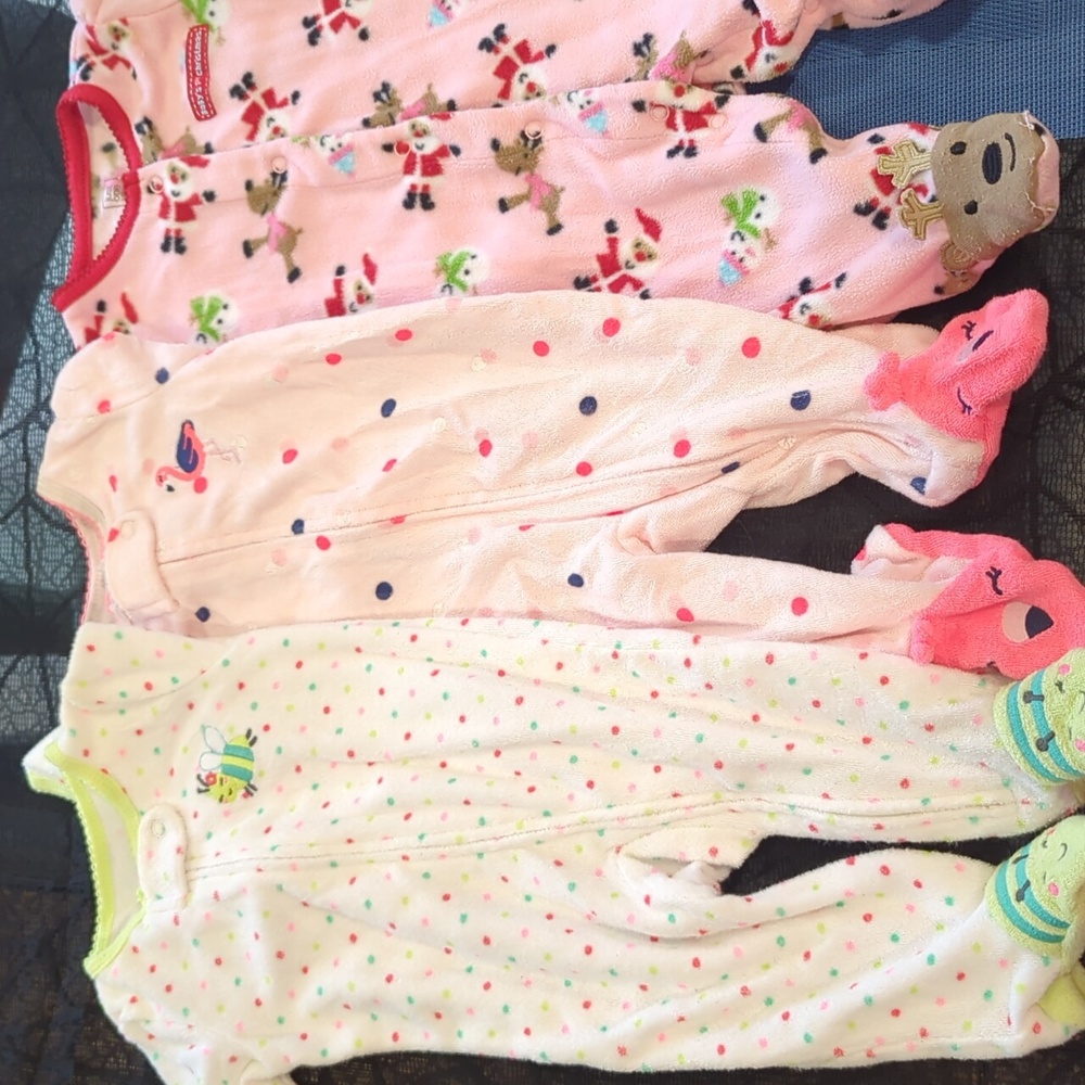 Lightly used 3 months girls pajamas
